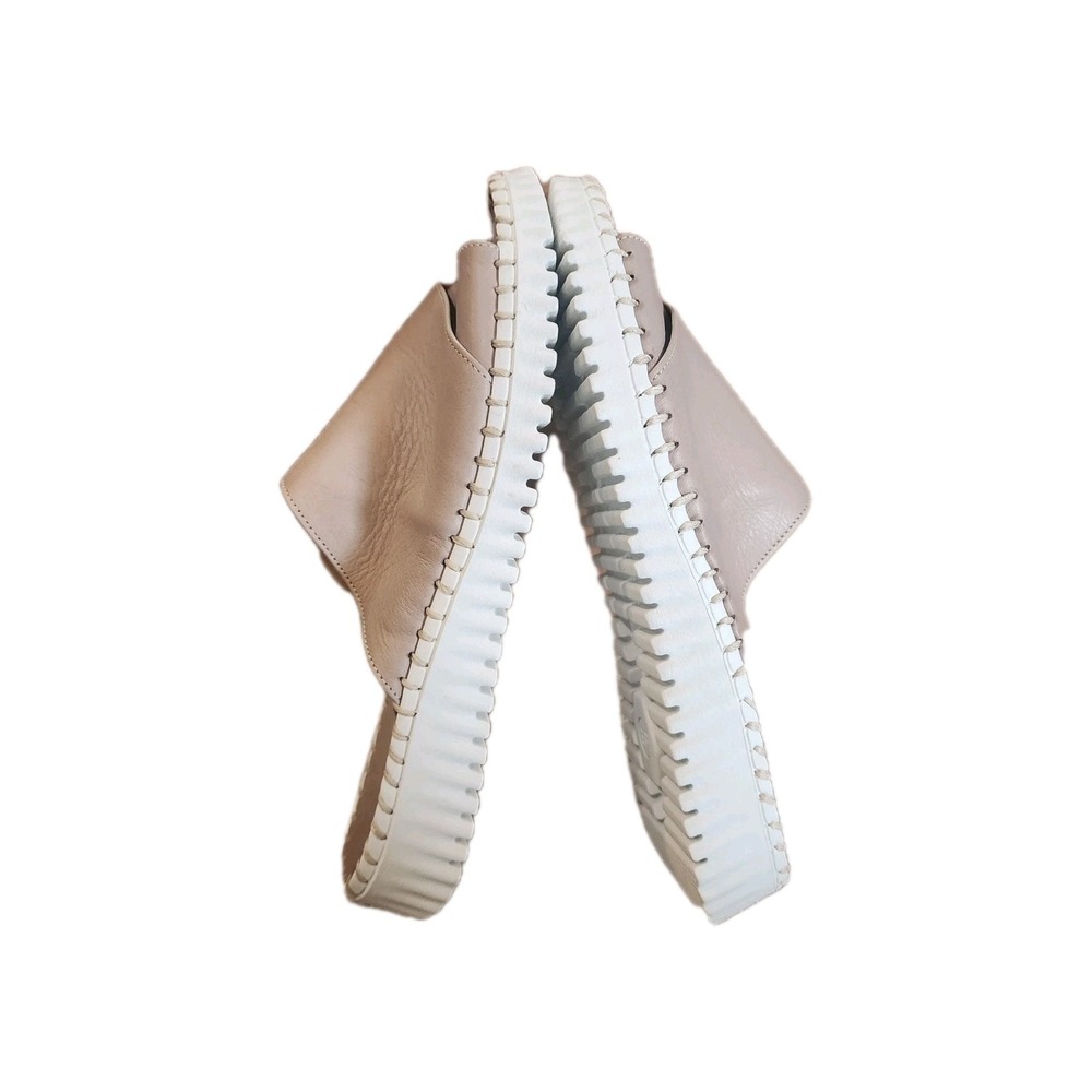 Eric Michael Gloria Open Toe Women's Leather Slide Sandals Beige 42 US 8 Comfort - Picture 4 of 9